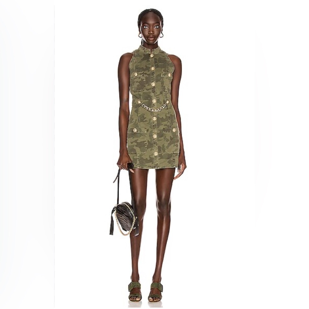 BALMAIN Short Sleeve
Camouflage Denim Dress